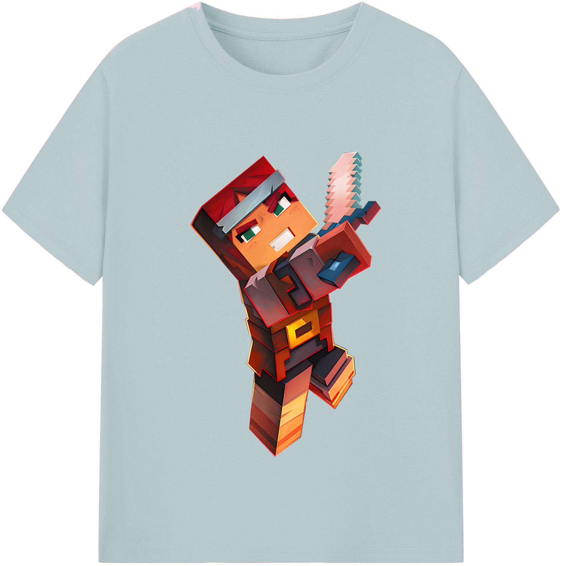 （画像用） マインクラフト ブロックの世界 Minecraft MC Block world 綿100％半袖Tシャツ（フロントプリント）